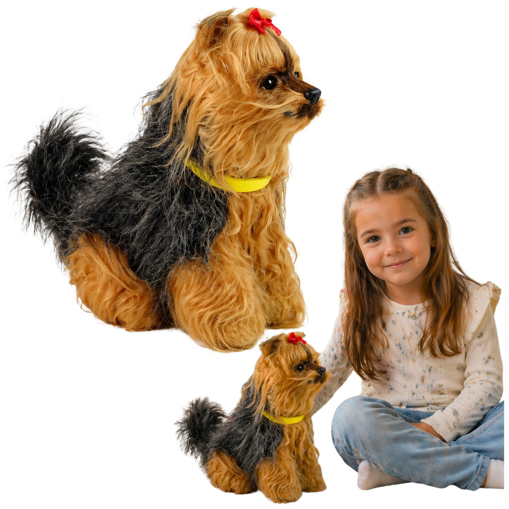 Interaktív plüss kutya Puha szőrű Yorkshire terrier simogassa meg a fejét, és tanulja meg funkcióit