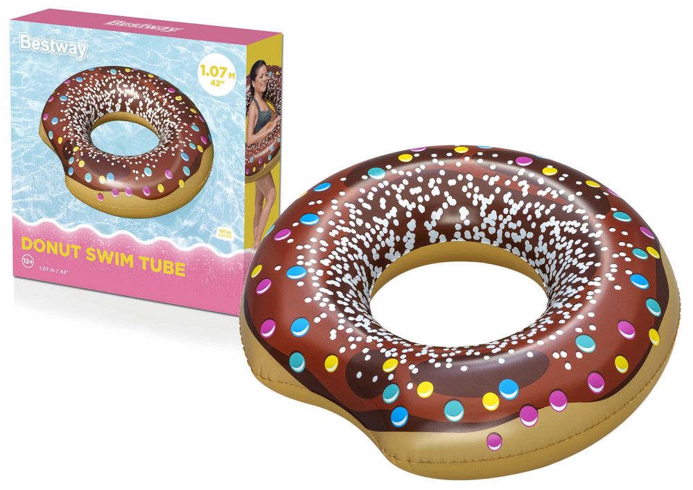 Fánk úszógyűrű, fánk, barna, 107 cm, Bestway 36118