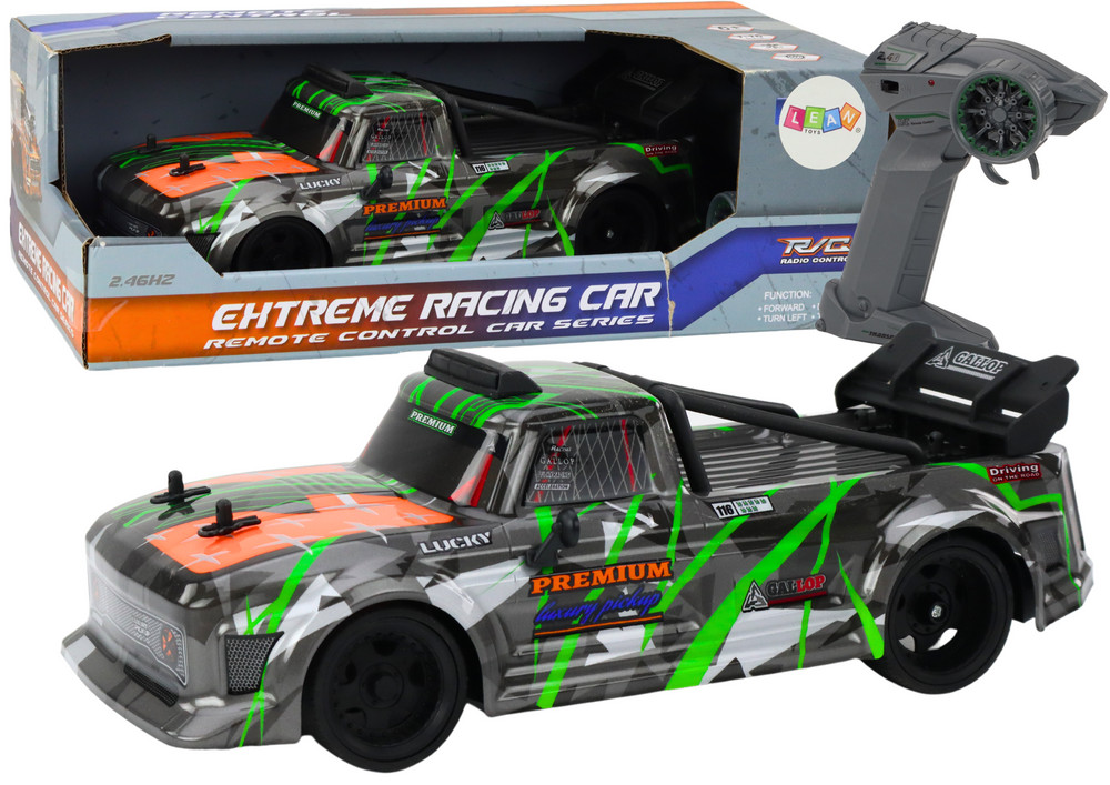 RC távirányítós autó 1:16 gumi drift kerekekkel szürke-zöld