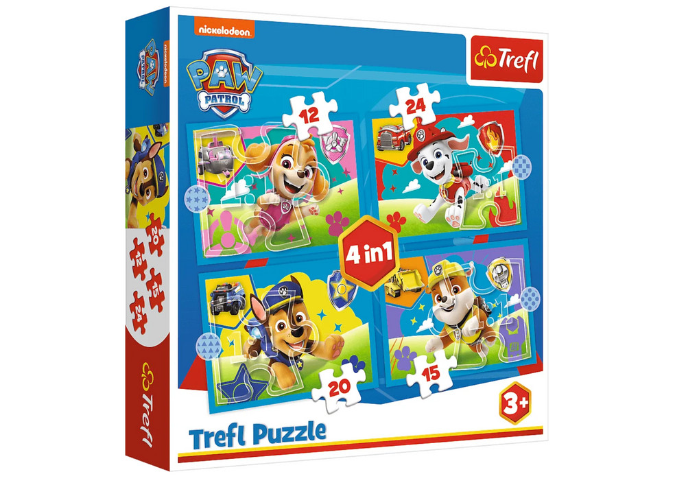 4 az 1-ben Mancs őrjárat futó kölykök puzzle Trefl 34628
