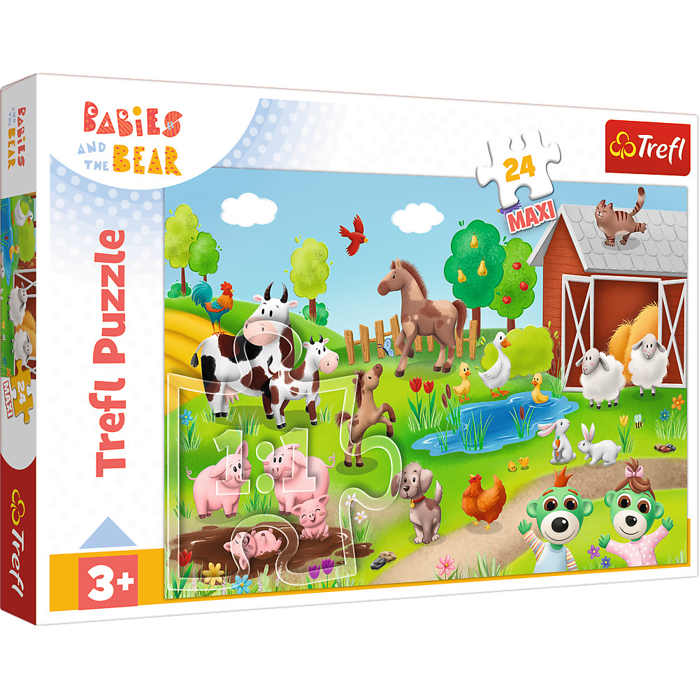 24 Maxi puzzle – Kicsik és állatok – Trefl 14372