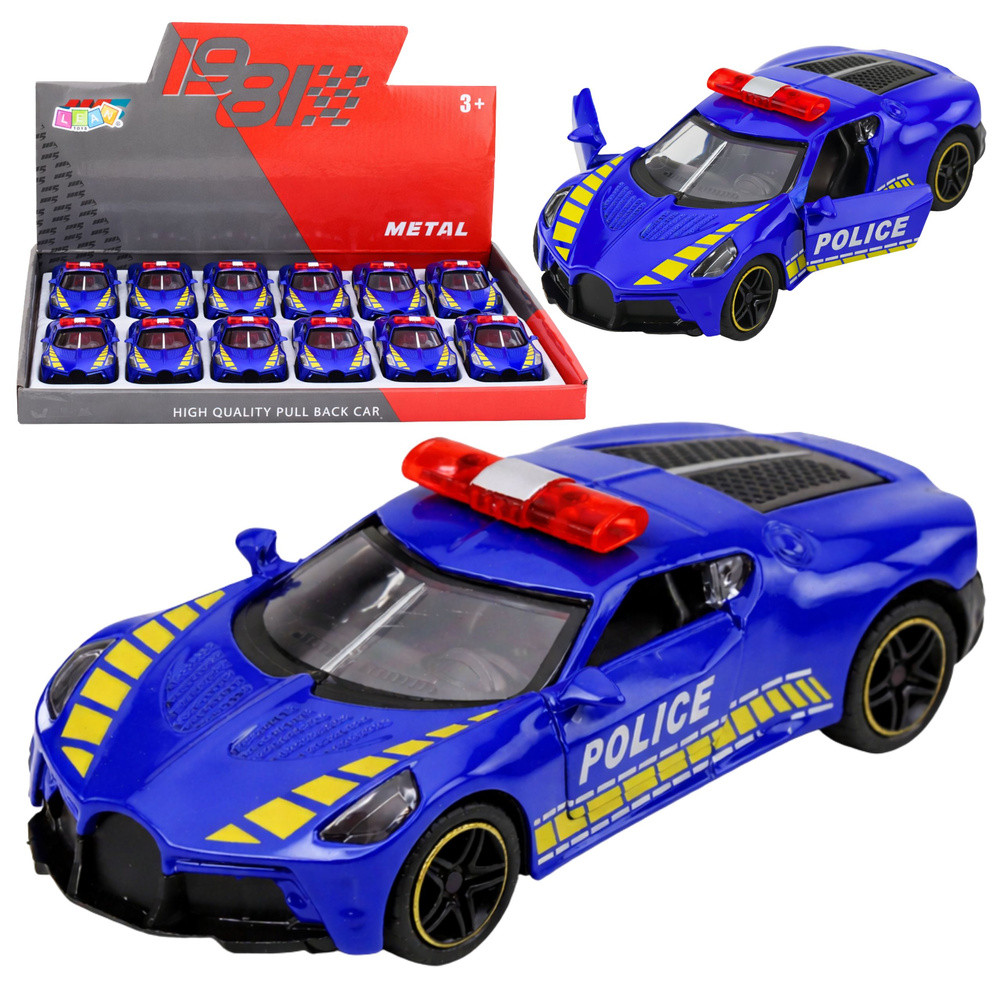 Sportautó Rendőrautó Motorral Meghajtással Metál Kék 1:43