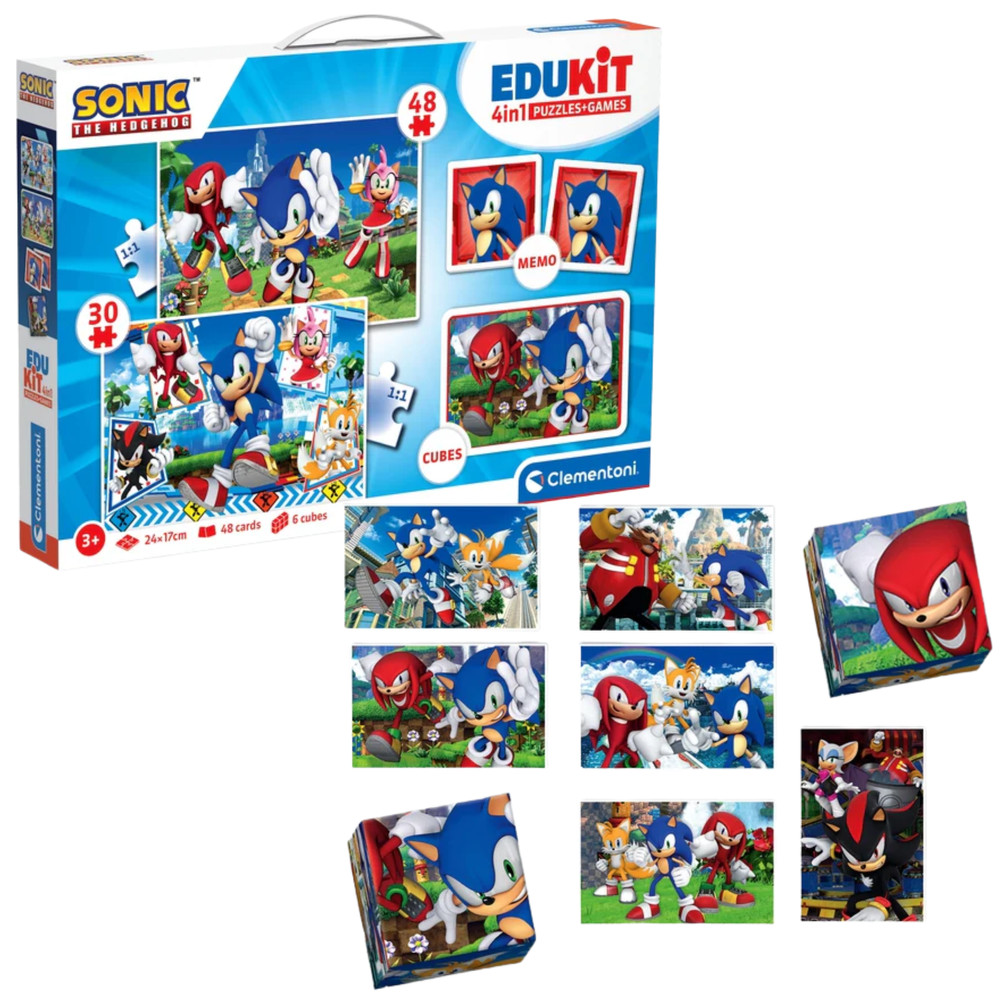 Oktatókészlet Puzzle, Memo és Blocks SONIC Clementoni 18318