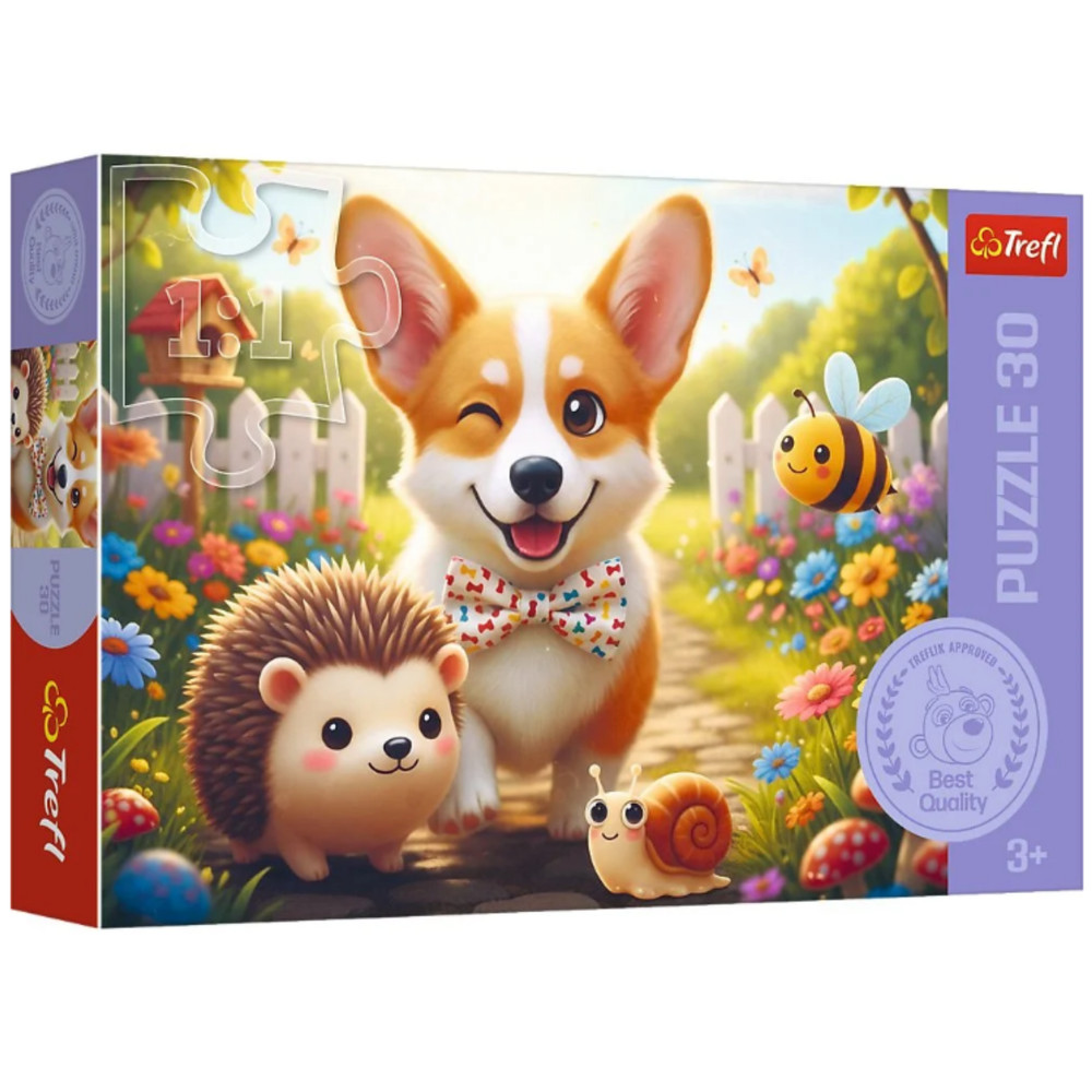 30 darabos puzzle – Egy nap Corgival – Trefl 18347