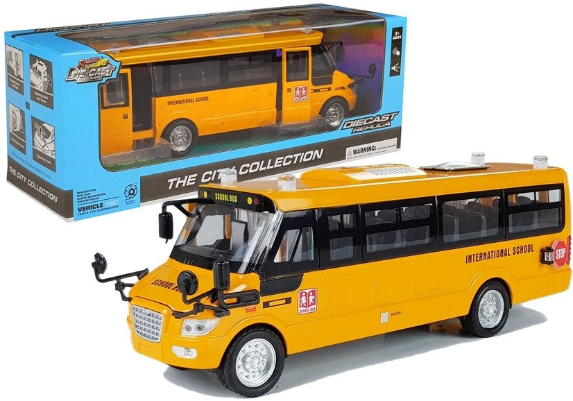 Fém iskolabusz súrlódó meghajtással Die Cast Model
